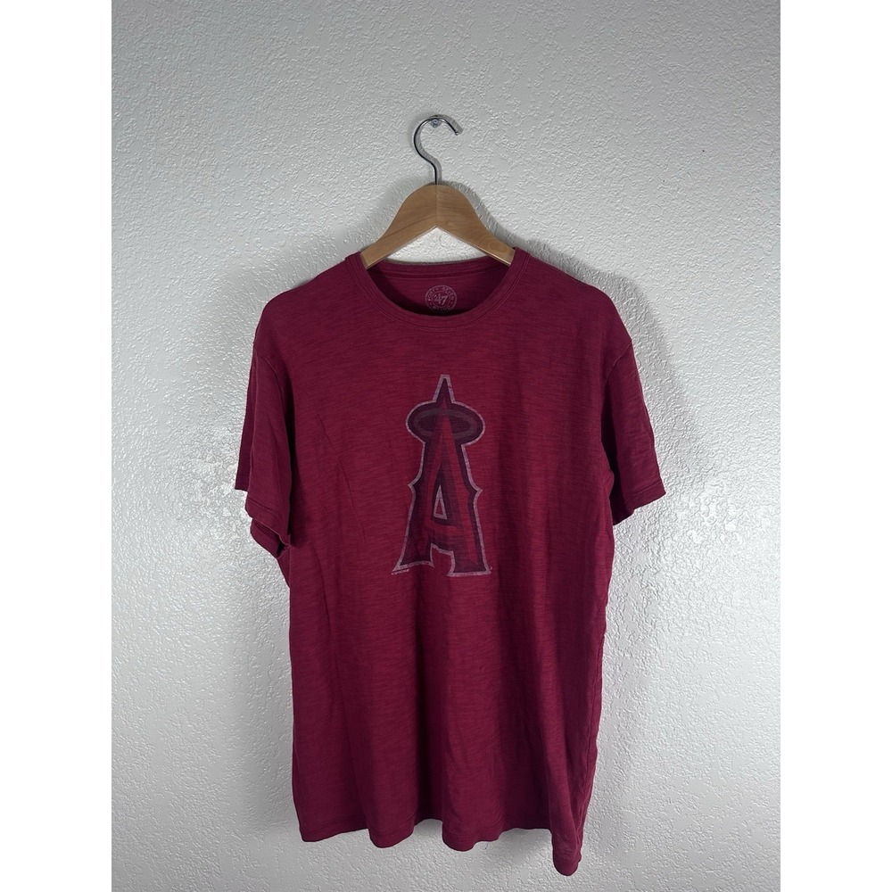 47 Brand Los Angeles Angels Logo T-Shirt Red Heather MLB Men's Medium
